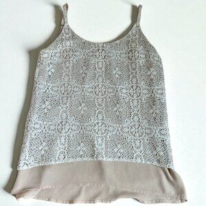 Cabi Ecru Crochet Lace Beige Layered Cami with adjustable straps M